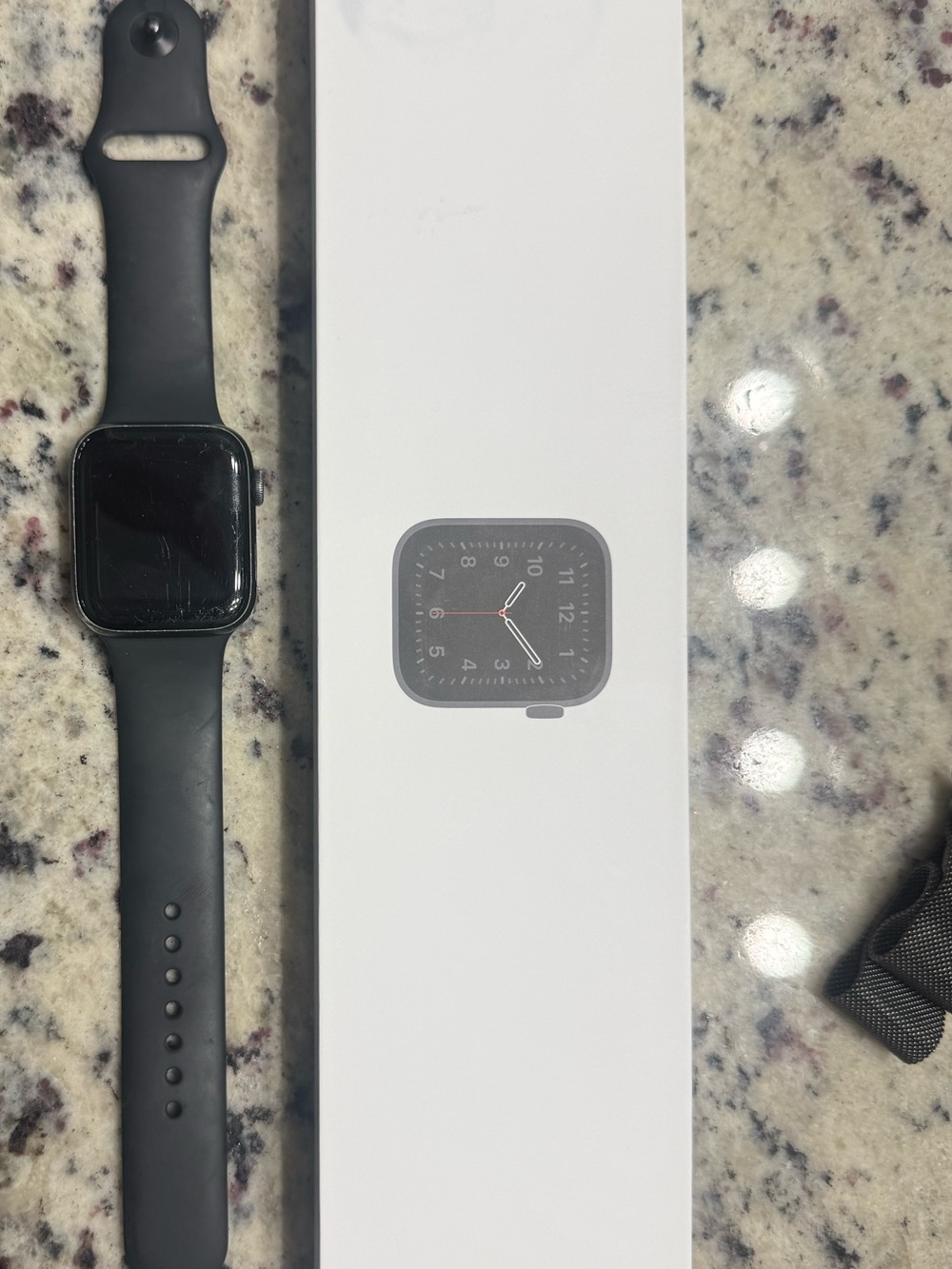 Black Apple Watch with Silicone Band SE 44mm